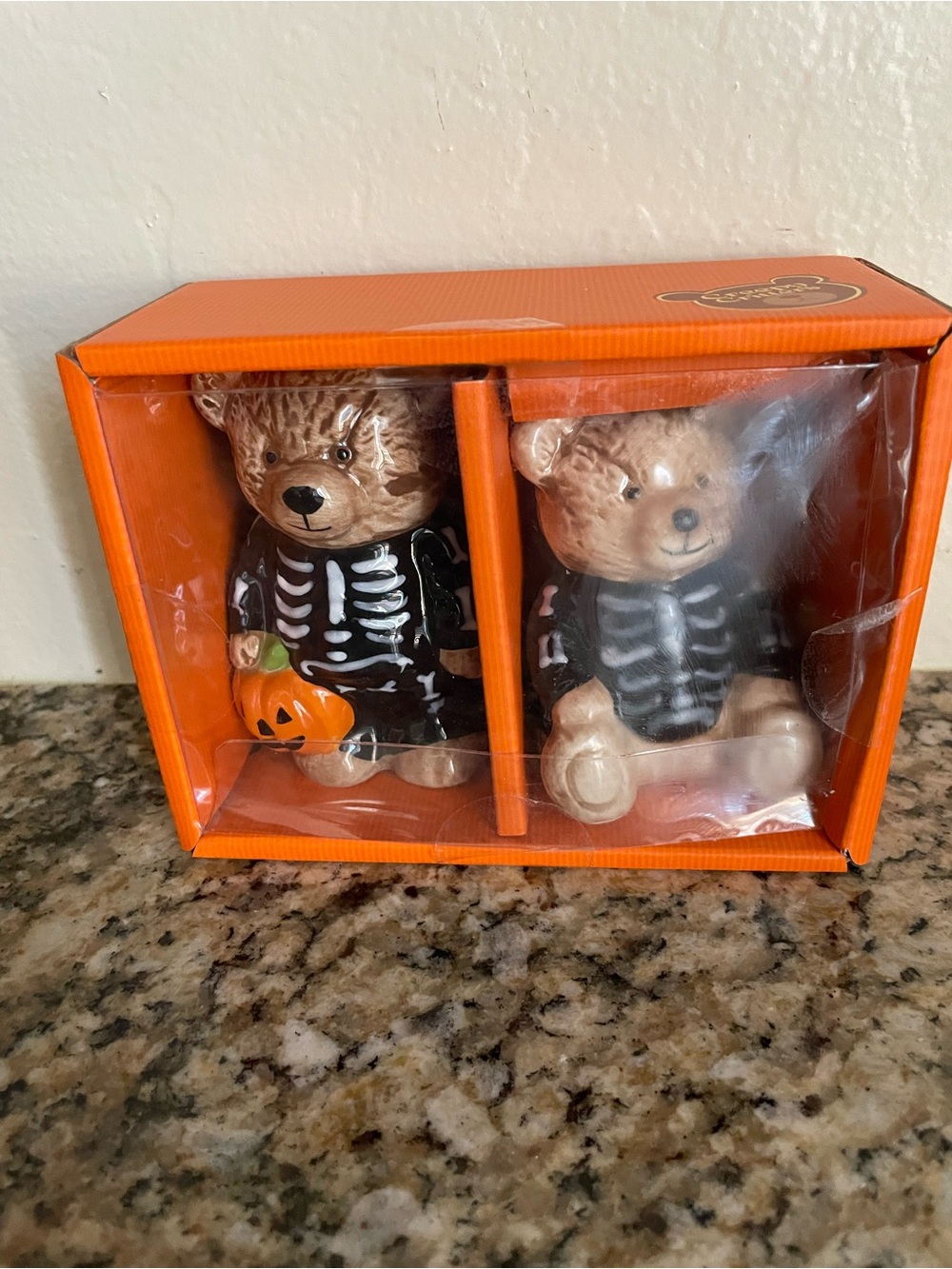 Creepy Critters Halloween Skeleton Teddy Bears Salt & Pepper